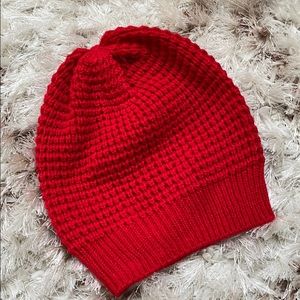 Red slouch beanie